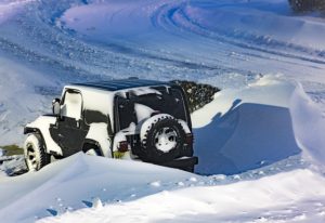 snowy vehicle